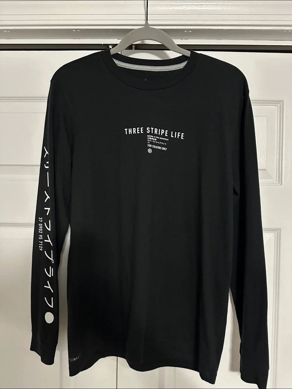 adidas Black Long Sleeve Tee with White Script